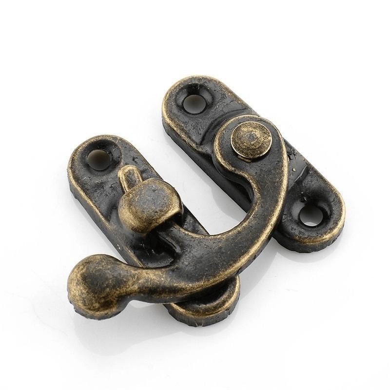 10PCS Antique Bronze Iron Padlock Hasp Hook Lock for Mini Jewelry Wooden Box with Screws Furniture Hardware