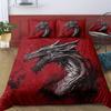 Comforter Red Black Dragon Printed S Queen Chinese Dragon Pattern Bedding Set 3 Pieces Comforter Sets Bedroom Decor