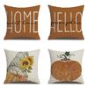 Thanksgiving Linen Pillowcase Autumn Pumpkin Print Pillow Cushion Cover