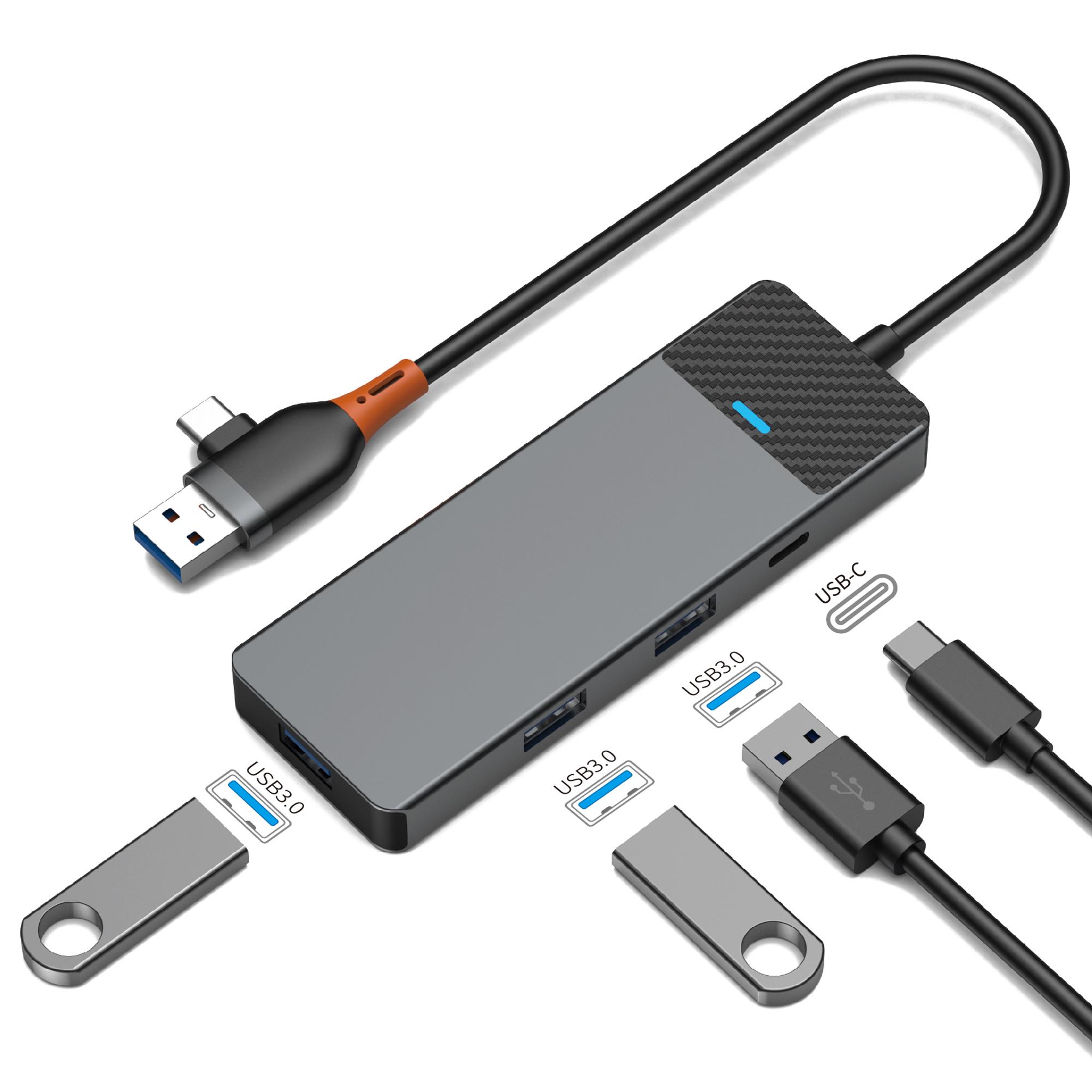 

WIWU A431C Linker Series USB-A&C Hub Adapter 4-in-1 Portable Docking Station with 3 USB3.0+USB-C 3.0 As Shown A