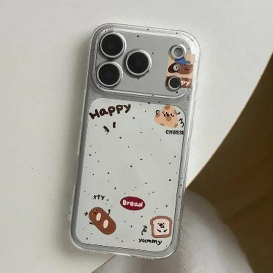Transparent Drop-Proof Space Shell for Apple 17 Pro Max/Puppy Bread Design