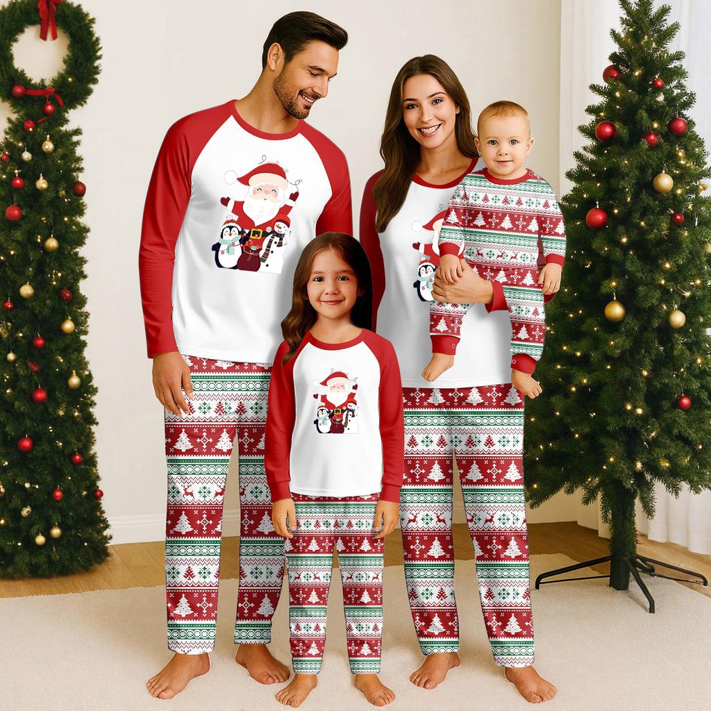 Christmas Day Prints Family Matching Long Sleeve Tops+Pants Set Family Matching Sets