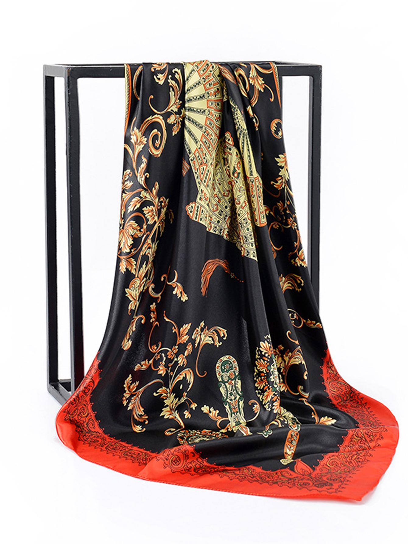 

Квадратный шелковый шарф женский люксовый бренд атласный принт хиджаб шарфы мусульманский парео бандана женская шаль повязка на голову фуляр 90*90 см 90x90cm