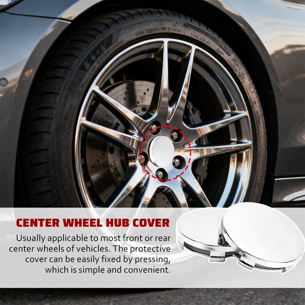Car Wheel Center Hub Cover, 4PCS 2.36" OD 2.2" ID Vehicle Wheel Hub Modification Decoration, Snap-in Automotive Central Hubcap Replacement, Universal
