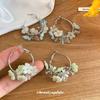 Small fresh blue and white gradual change flower earrings niche design earrings light luxury holiday wind gentle sweet earrings women