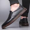 Leather little white shoes board shoes men's loafers summer soft leather middle-aged dad shoes one pedal casual leather shoes men's shoes
