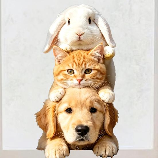 Yousheng Stacking Pet Static Window Cling, Dog Cat Rabbit Decorative Glass Sticker, No Adhesive Removable Animal Window Sticker for