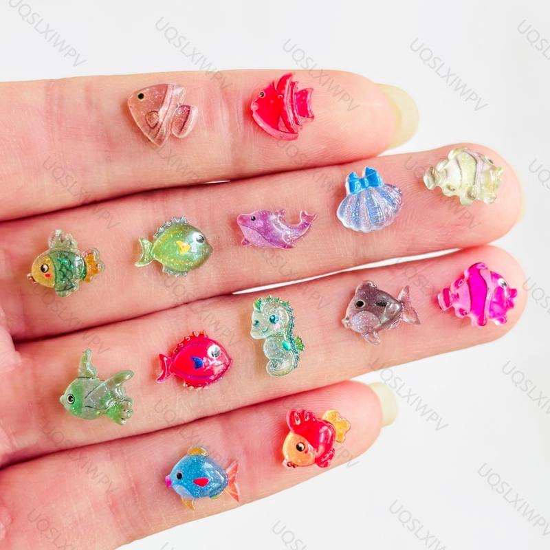 55Pcs New Cute Cartoon Ocean Fish Resin Flat Back Cartoon Scrapbook Diy Decoration Earrings Accessories Crafts A152