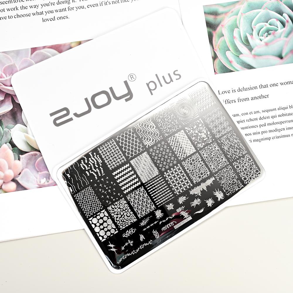 Destičky na ražení nehtů Zimní linky svetru s pruhovaným vzorem Šablony na nehty DIY geometrický kostkovaný design nehtová deska Obrázek Decoratio