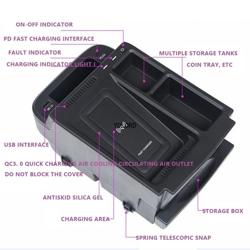 15W Car Wireless Charger QI Phone Charger Fast Charging Case Phone Holder For Honda CRV CR-V 2017-2022