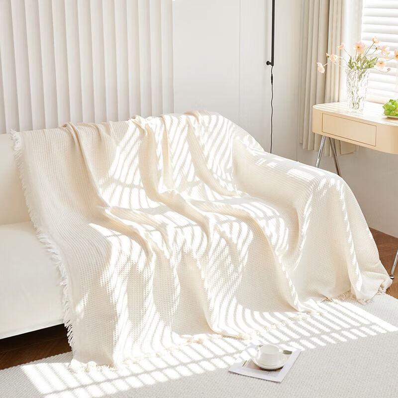 Jingxun Cream Style Cotton Sofa Throw Blanket