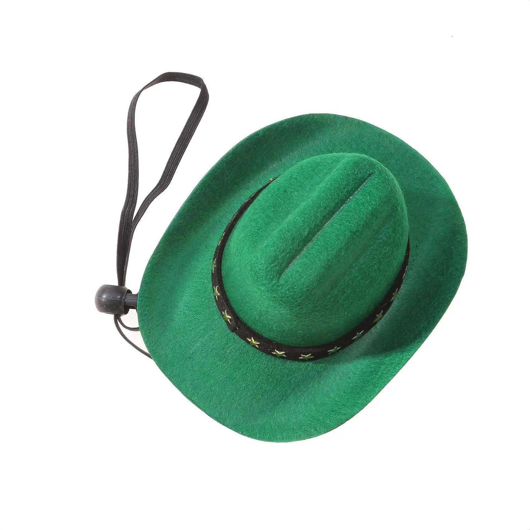 

Dog & Cat Clothing Cowboy Style Star Pet Hat with Chin Strap зелёный