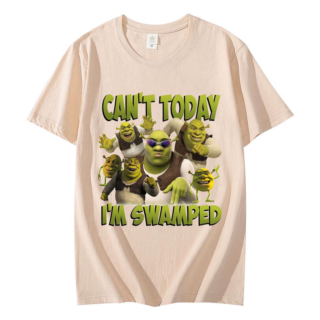 Cant Today Im Swamped Funny Shrek Meme Graphic T Shirts Unisex Women Fashion Cartoon Tshirts Summer 100cotton Oversized Tshirt