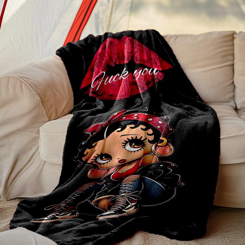 1pc Betty Boop Blanket, Cozy Valentine's Day Blanket, Multi-functional Nap Blanket Available Throughout the Four Seasons