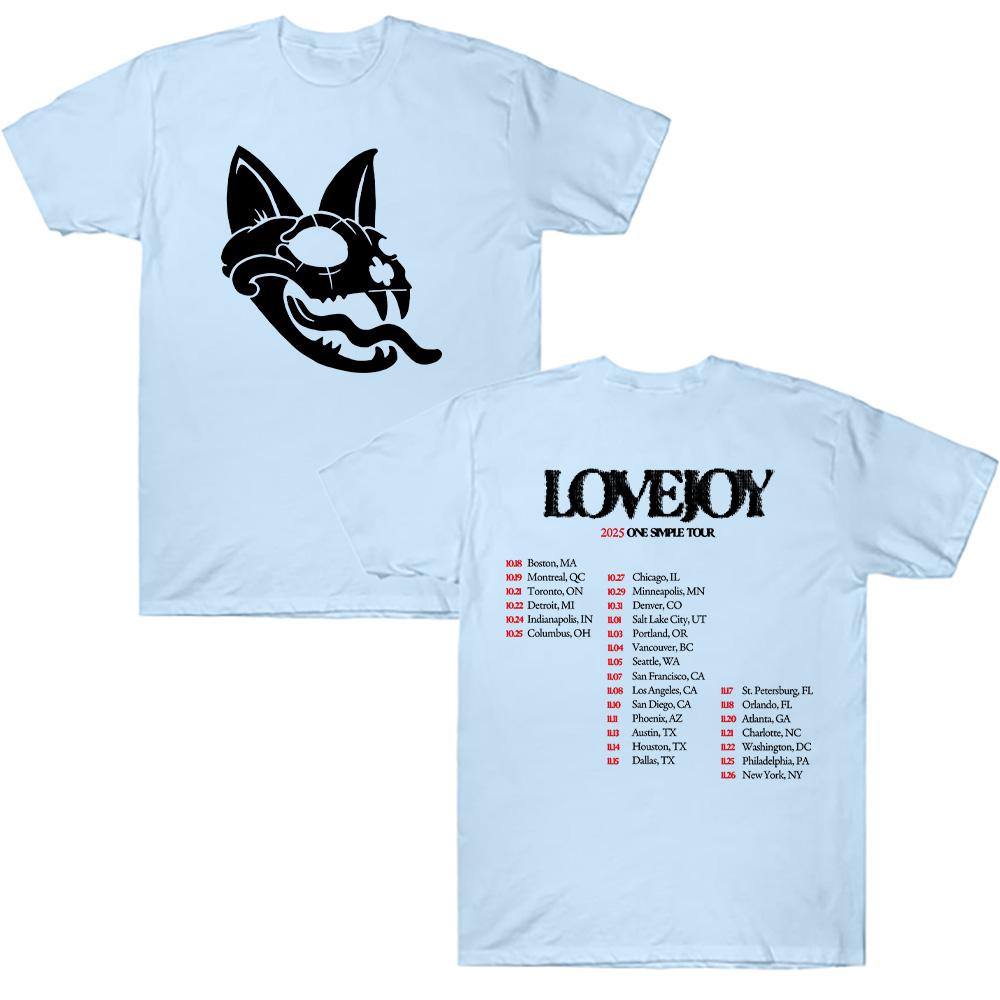 Loveoy 2025 One Simple Tour T-skjorter Lovejoy Band Grafiske T-skjorter Casual Herreklær Mote Unisex Høy Kvalitet Bomulls-T-skjorte Y2K