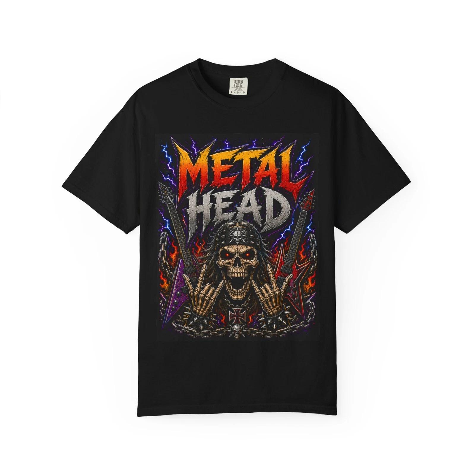 Metal Head Skull Graphic T-Shirt | Heavy Metal Band Art XXL