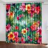 2pcs Tropical Hibiscus Curtains Jungle Leaf Flower Print Drape Living Room Bedroom Window Treatment Exotic Home Decor Panels