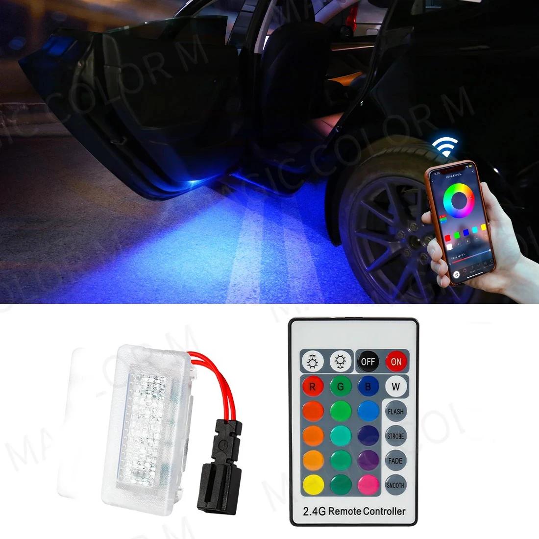 

For Tesla Model 3 Y S X Car Footwell Light LED Atmosphere RGB APP Interior Floor Door Puddle Trunk Decorative Lamps Accessories 2PCS