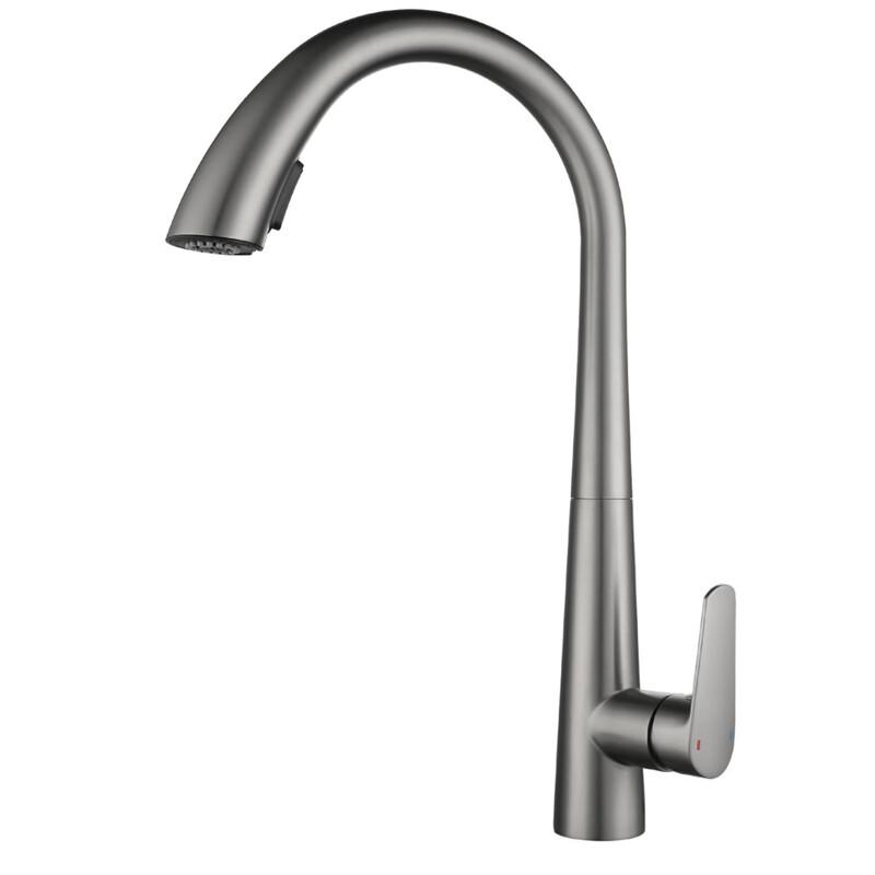 TLXT Gunmetal Gray Wall-Mounted Pull-Out Faucet