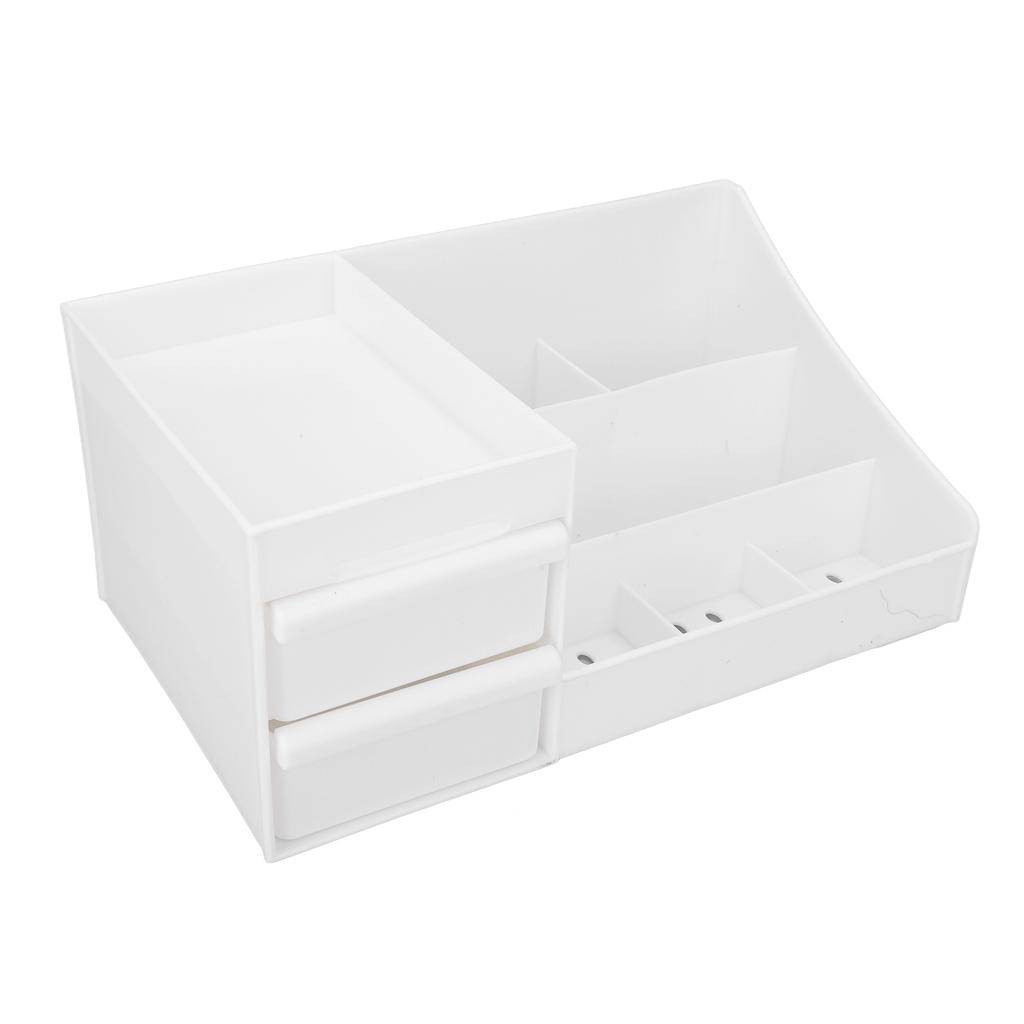 Cosmetic Desktop Storage Box Large Capacity Compartmental Design Small White Cosmetics Storage Box with Drawer