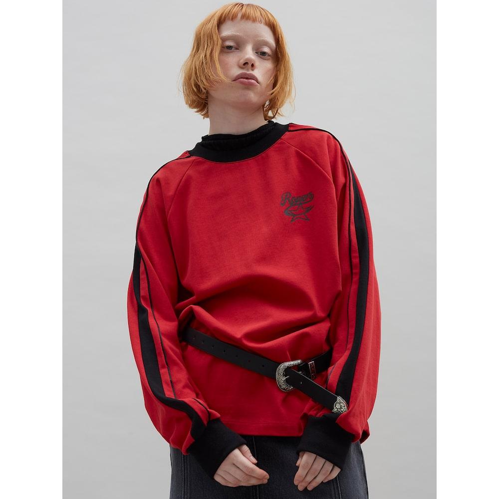 Saendeusaundeu Piping Detail Raglan Tshirt Red