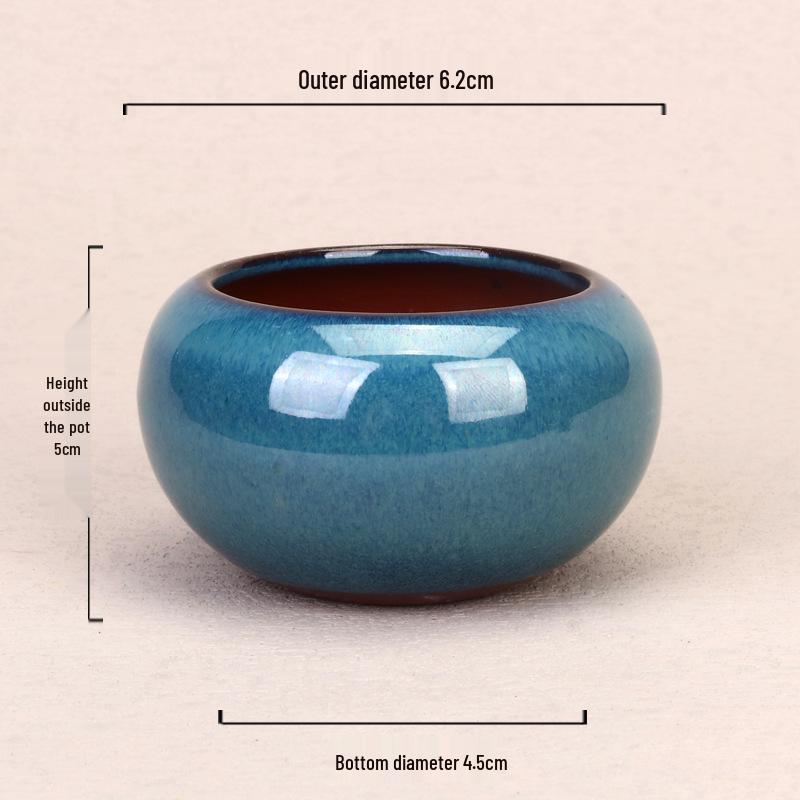 Ceramic Miniature Hand-Shaped Purple Clay Succulent Pot with Blue Glaze - Small Flower Pot for Balcony Seedlings