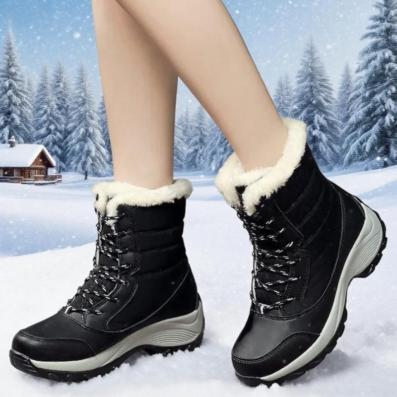 Women's Waterproof Platform Boots Winter Outdoor Warm Snow Boots Plush Over The Knee Luxury Brand Ankle Boots Short Hair Boots