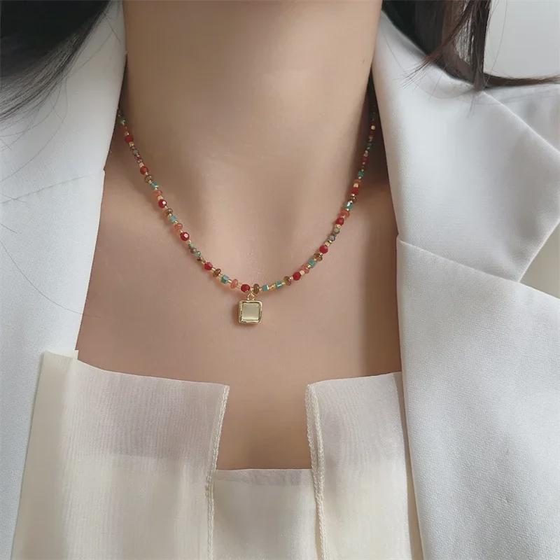 Exquisite Retro Crystal Cat's Eye Pendant Sweater Necklace – Autumn/Winter Maillard Series