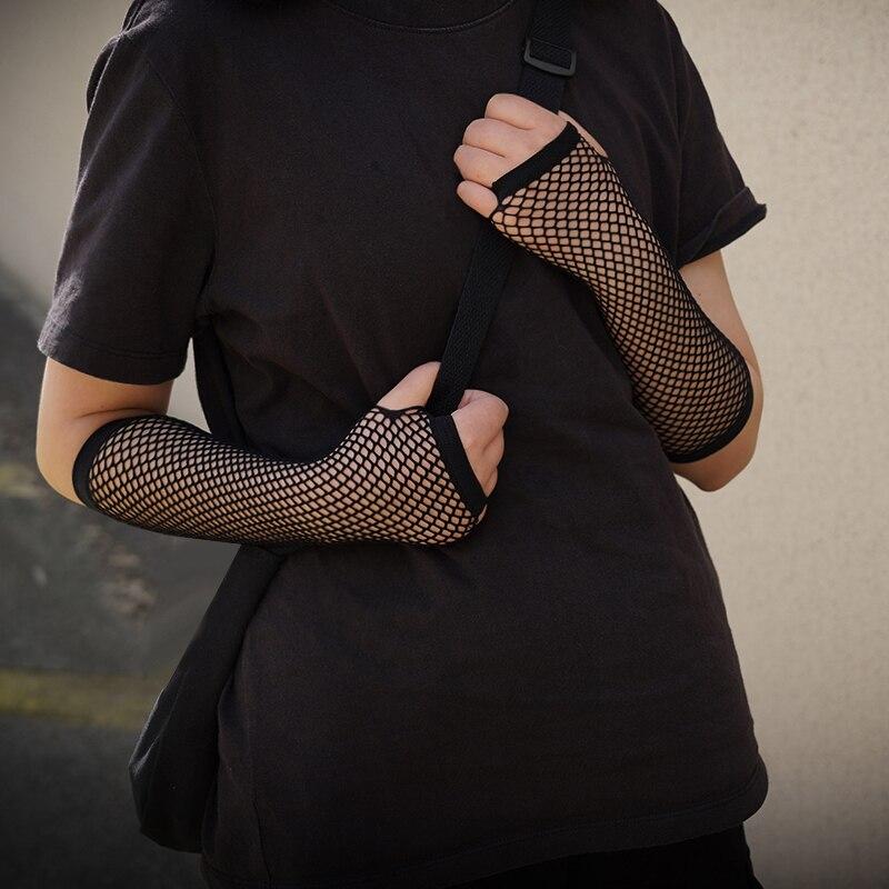 PENINSULA LOVE Kids Fishnet Long Gloves - Fingerless Lace Mesh Sleeves For Parties