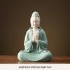 Ceramic Seated Guanyin On Lotus with Light Ring and Anjali Mudra for Home Decor