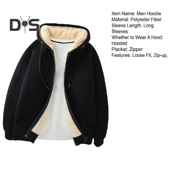 Pánská fleecová bunda s kapucí zimní zesílený zip zapínání zateplená mikina s kapucí ležérní mikina na zip obyčejná bunda na podzim zima