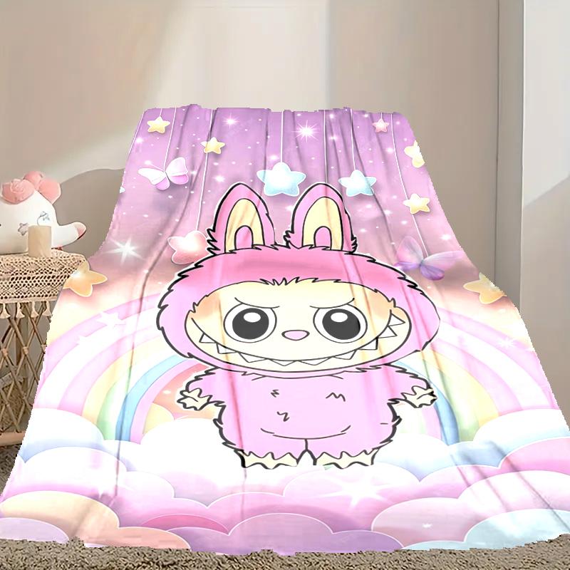 1 Stück LABUBU Decke, Gemütliche bedruckte Überwurfdecke, Ein herzliches Geschenk für Ihre Familie und Freunde