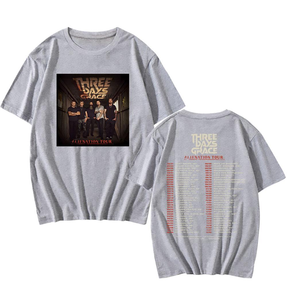 Three Days Grace Alienation Tour 2026 T-shirt Unisex Streetwear Rock Band Heavy Mental Tshirts Cotton Short Sleeve Male T Shirts