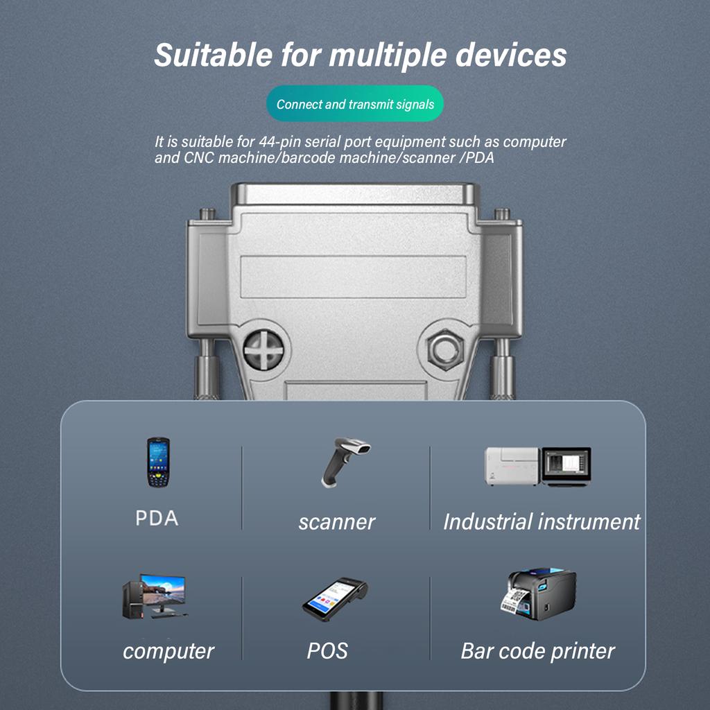 50cm-30m Length 44Pin Extension Cable Male Female Connectors DB44 Connection Cord Wire Date Line for Industrial Use