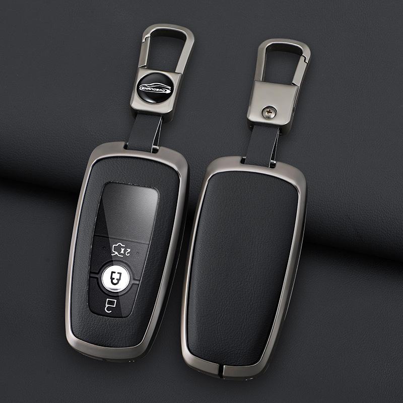 Zinc Alloy Leather Car Key Case For Ford Fusion Edge Mustang Explorer Expedition Mustang Ecosport Ranger F150 F250 350 Key Case