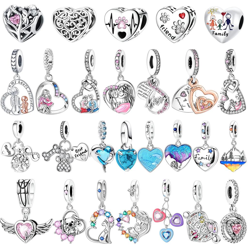 Sladké měděné přívěsky ve tvaru srdce s motivem mateřské lásky, vhodné pro originální náramky, korálek rodokmenu, DIY jemné šperky, novoroční dárek