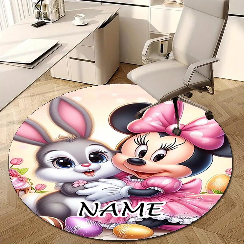 Personalized M-Minnie Round Chair Office Rug - Perfect for Mat, Office Chair & More - Ideal Gift for Birthdays and Holidays
