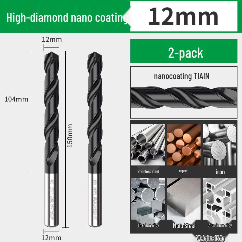 Nano Twist M35 Cobalt Straight Shank Drill Bit: Industrial-Grade with Large Capacity Spiral Flute for Fast Chip Removal