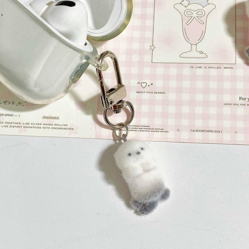Flocked Sea Otter Phone Chain Furry Penguin Bear Keychain Cartoon Animal Doll Charm Pendant Earphone Case Lanyard Bag Decor