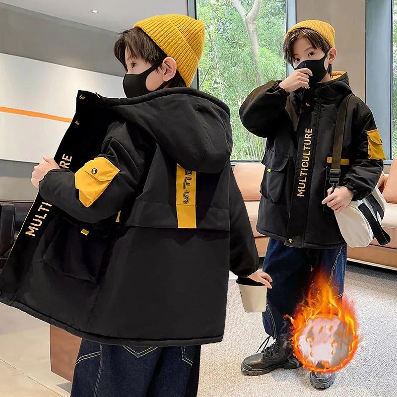 

Мальчики Пальто Куртка Верхняя одежда Топы Хлопок Дешево Утолщенный Плюс Бархат Зима Осень Школа Подарок Плащ Детская одежда 110