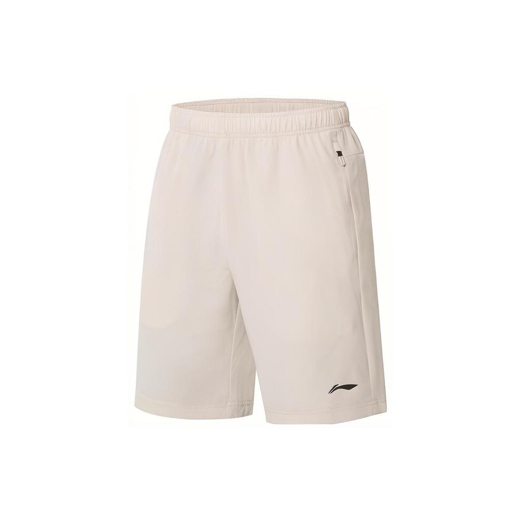 Li Ning Fitness Series Solid Color Logo Quick-Dry Sports Casual Shorts Men shorts Oatmeal-Gray AKSS349-5