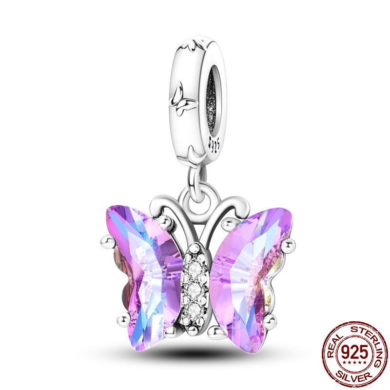 Genuine Copper Butterfly Zircon Series Pendant Jewelry Piece Fit 3Mm Pan Bracelet DIY Style Charm For Women Jewelry Stylish Gift