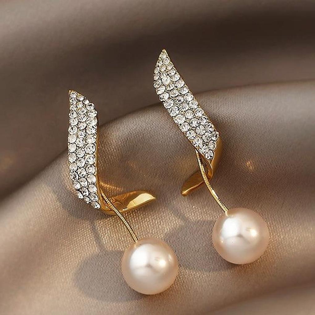Women's Daily Pearl Drop Cubic Stick Long Earrings