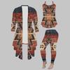 Plus Size Starry Night Sky Print 3 Piece Outfit, Long Sleeve Open Front Cardigan Cami Top Leggings Set for Women