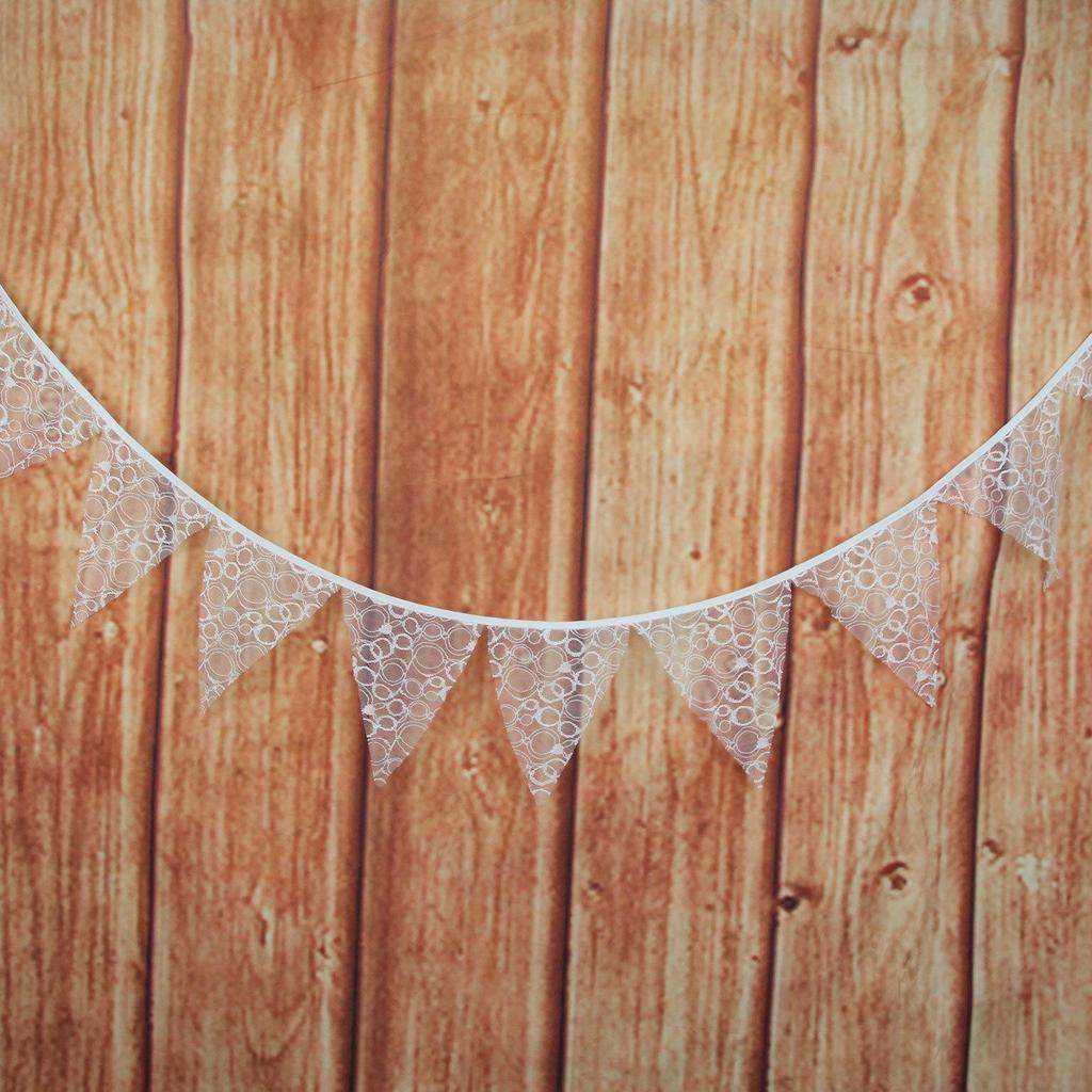 Avrupa Düğün & Parti Süslemeleri İçin Beyaz & Çok Renkli Çiçekli Dantel Üçgen Bayrak Süslemeleri