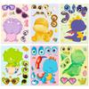 6 Sheets/Pack Dinosaur Face Change Cute Wind Independent Diy Children Quiet Toy Face Change Sticker