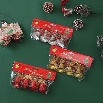 4PCS Christmas Bells Ornament Xmas Tree Hanging Pendants Merry Christmas Decoration For Home New Year Party Supplies