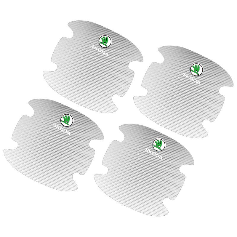 

4 шт. Защитная наклейка на ручку двери автомобиля Эмблема Украшение автомобиля Стайлинг Для Skoda Octavia Superb Rapid Kodiaq Karoq Fabia Kamiq Roomster Citigo 5 белый