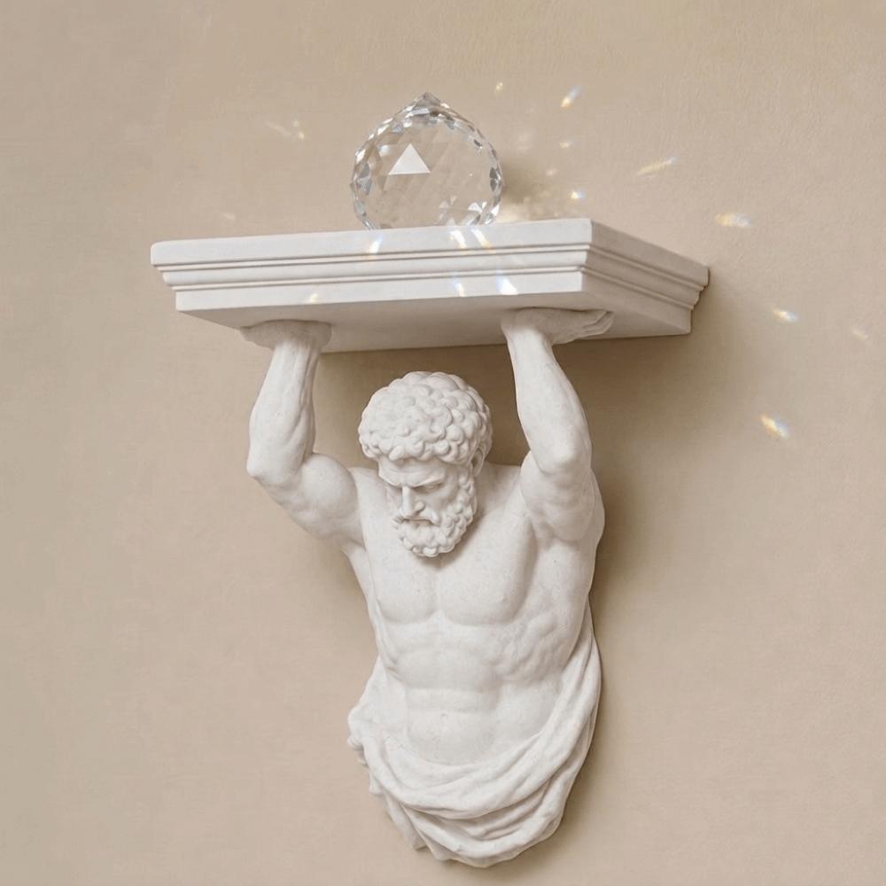3D Printed Floating Storage Rack Decorative Greek God Wall Mount Shelf Figure Wall Rack  Home Decor