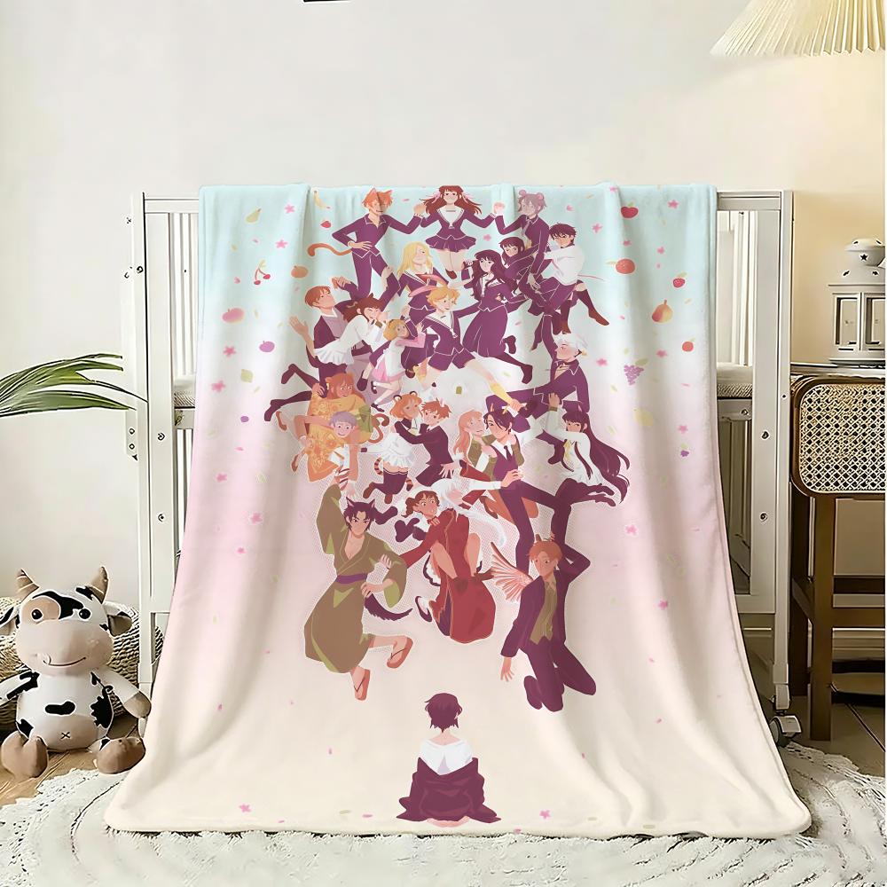 Anime Fruits Basket Throw 240g Flannel Blanket Lightweight Soft Skin-friendly Summer Thin Throw Blanket 75x90cm
